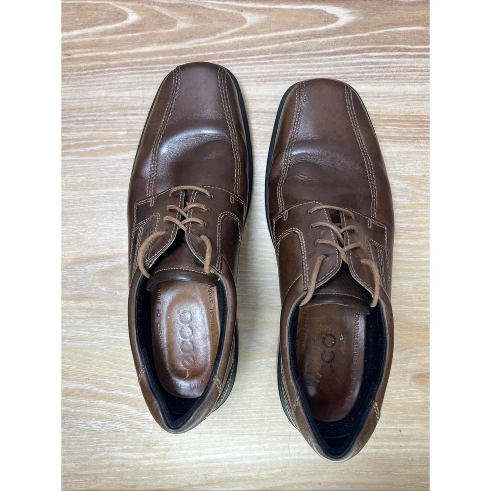 ECCO Helsinki Bike Toe Dress Shoes Mens 46 US 12 Brown Leather Comfort Oxford